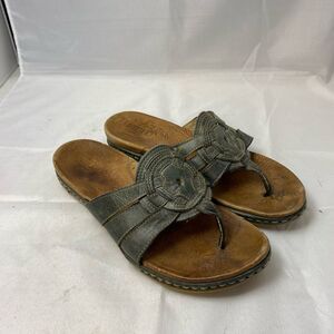 Born distressed greenish blue leather sandals thong flip flop 36.5M/6